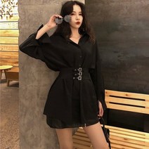 HQINT 여성 원피스 초날씬 군살쏙 허리벨트 블라우스 하객룩