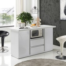 퍼니아트 심플 와이드 인조대리석 B형 홈바, 인조대리석_화이트/하부장_화이트