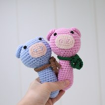 피그피그 딸랑이 만들기 DIY키트 뜨개질 DIY 패키지, 머스타드, 1개