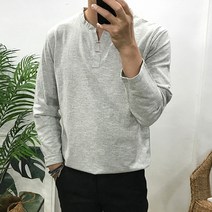 이루네 남자 스티치 차이나 헨리넥 긴팔 티셔츠