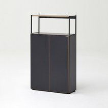 듀오백 라이트오피스 4단3도어 수납책장 CF084B3D3(800x1400), 책장 블랙+도어 블랙