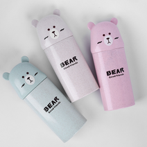 트립인 휴대용 칫솔케이스 여행용 세면도구4종, 04. 곰 일반/아이보리, 1개