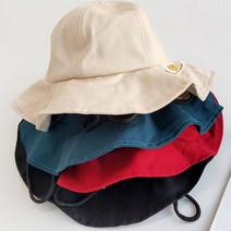 한뼘마켓 유아 아동 봄 여름 가을 어린이집 단체 선물 무지 버킷햇 사파리 끈 모자 4color 벙거지