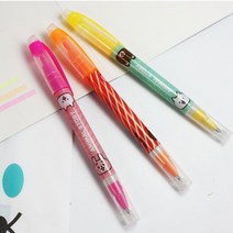 [날쌘거북이] 1000 트윈 형광펜+중성펜 좋은 필기감 단체선물용 매장 판매용품질 중성펜 초등 중고생 단체 선물용, 핑크색