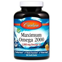 Carlson Labs 칼슨랩스 미국직배송 노르웨이 맥시멈 오메가-3s 2000mg 90소프트젤 레몬 맛 정품, 2병