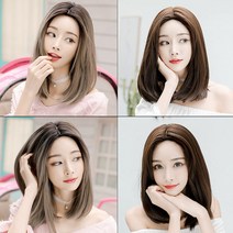 [해외][칠월의황후] 가르마 미디엄 직모 가발, 초코브라운