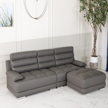 [스코나]토레안 이태리 통가죽 3인 소파(스툴 포함), 스카이