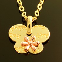 아가골드 14K 체인포함 아름나비플라워 미아방지목걸이 돌선물 아기백일선물 동물 BP854, 단품
