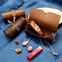 도장꾹 운수대통 행운도장 수제도장 12종, 20_[추가] 가죽도장케이스 카키 대_앞면각인