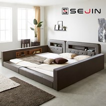 세진침대 코코 LED 수납 가드형 패밀리침대, 8-4.코코 가드형 패밀리침대+솔리드7존40T_초코브라운