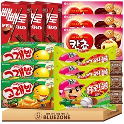 미니곽과자 고래밥 46g 3개 홈런볼41g 3개 칸쵸54g 3개 빼빼로46g 3개 몽실22g 3개, 1박스, 636g