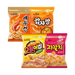 농심 대용량 지퍼백 4봉(새우깡1+감자깡1+빅오징어집1+빅자갈치1) 무배