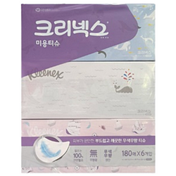 크리넥스/무색무향 미용티슈/각티슈/180매6입