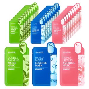 메디힐 더블 카밍 워터 마스크 + 히알루 모이스트 에센스 마스크 + 펩타 리프팅 앰플 마스크, 30개입, 1개