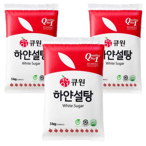 큐원 하얀 설탕, 3kg, 3개