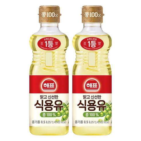 해표 콩기름 식용유, 500ml, 2개