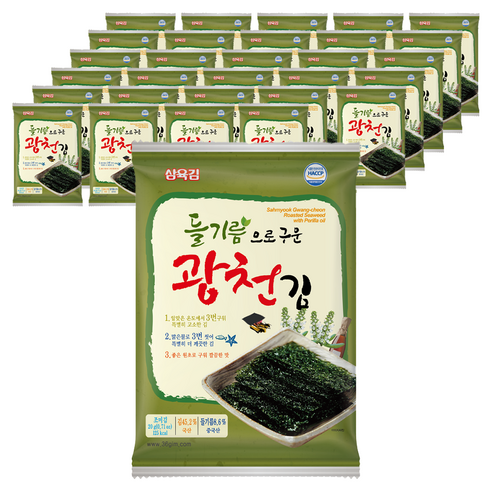 삼육김 들기름으로 구운 광천 전장김, 20g, 30개