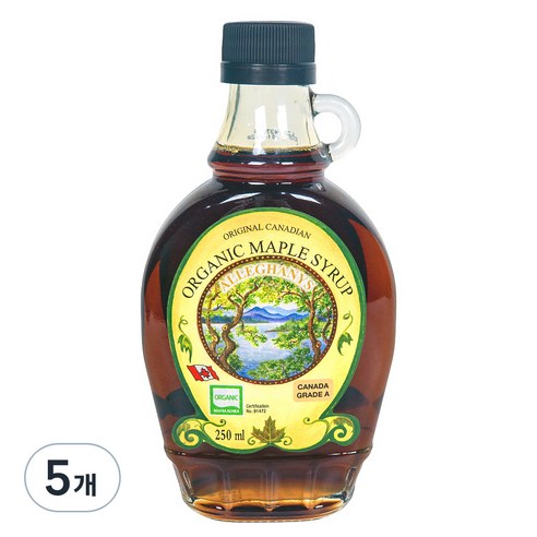 오리지널캐나디언 알레가니 유기농 메이플시럽, 250ml, 5개
