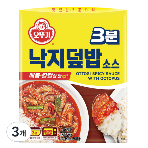 오뚜기 3분 매운낙지 덮밥 소스, 150g, 3개