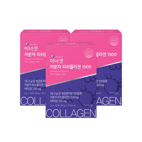 이너셋 저분자 피쉬콜라겐 1500 30p, 60g, 3개