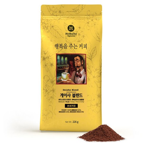 맥널티커피 게이샤 블렌드 분쇄 원두 커피, 핸드드립(중간), 226g, 1개