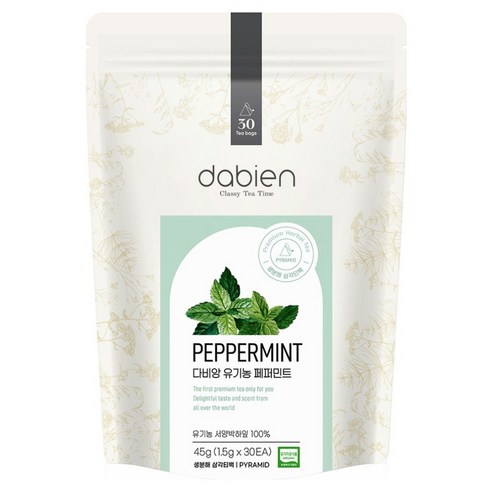 다비앙 유기농 페퍼민트 차, 1.5g, 30개입, 1개
