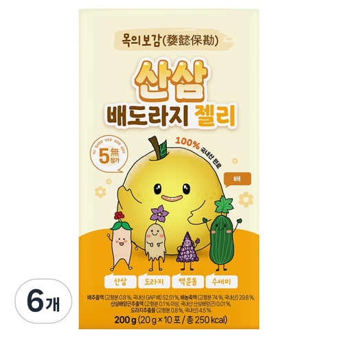아람농장 목의보감 산삼 스틱형 젤리, 200g, 6개, 배도라지