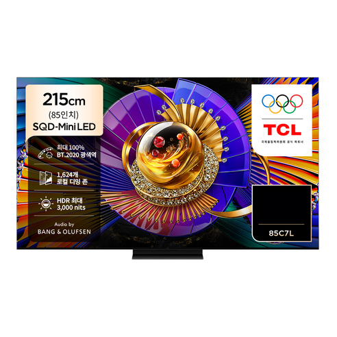 TCL 4K UHD Mini LED SQD Google TV, 85C7L, 방문설치, 스탠드형, 216cm(85인치)