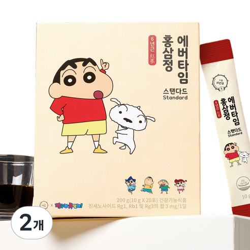 려원담 짱구는못말려 온가족용 6년근 홍삼정 에버타임 스탠다드 20p, 200g, 2개