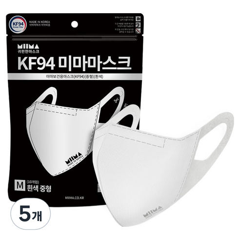 미마 보건용 마스크 성인용 KF94, 10개입, 5개, 흰색