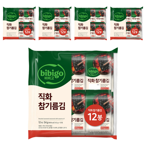 비비고 직화 참기름김, 54g, 5개