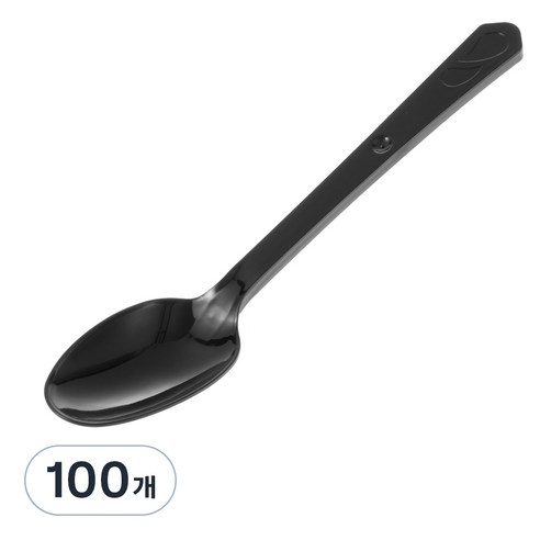 코멧 심플한 일회용 개별포장 숟가락 블랙, 1개입, 100개