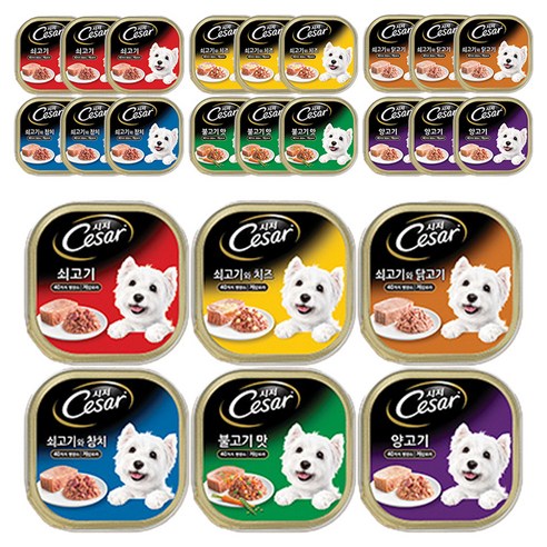 시저 1세 이상 강아지 버라이어티팩 주식캔 12p, 혼합맛, 100g, 2세트