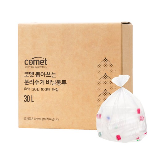 코멧 뽑아쓰는 분리수거 배접 비닐봉투, 100개, 30L