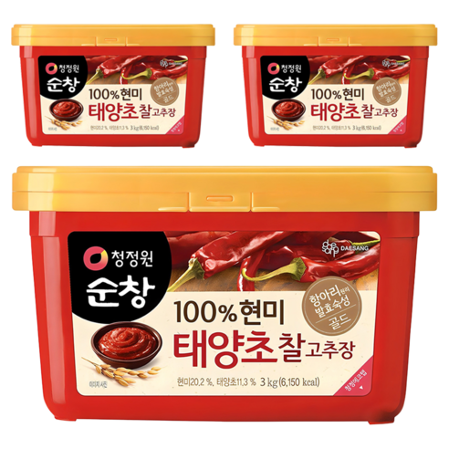 청정원순창 현미 태양초 찰고추장, 3kg, 3개