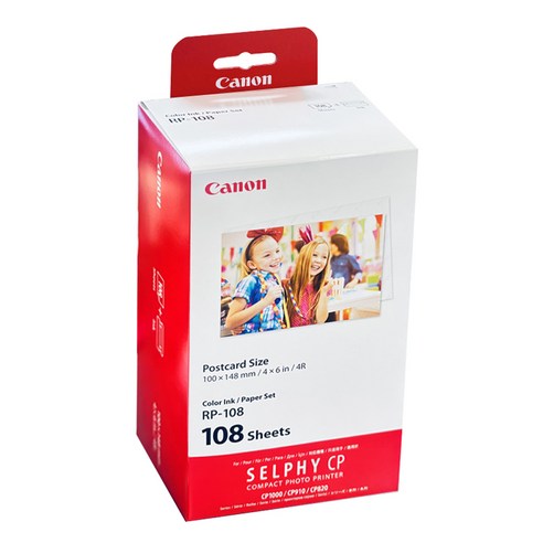 108 Sheets 글씨가 적힌 빨간 캐논 셀피 인화지 RP-108 상자