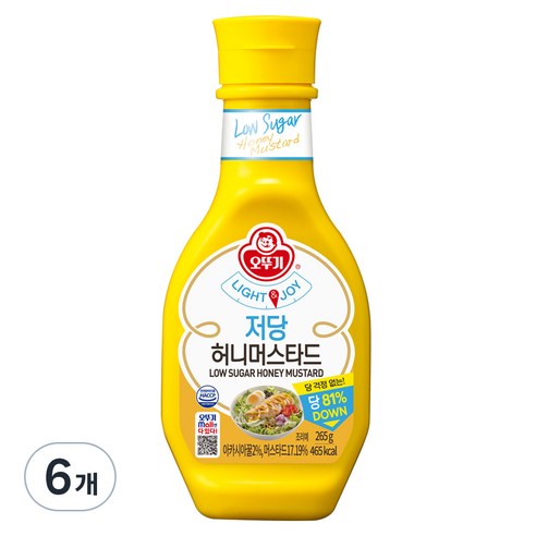 오뚜기 LIGHT 앤 JOY 저당 허니머스타드, 265g, 6개