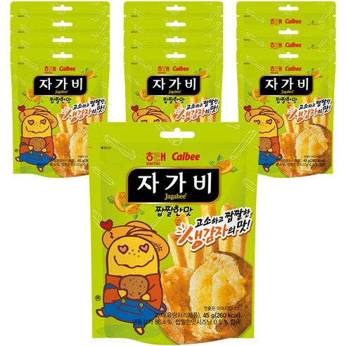 해태제과 자가비 짭짤한맛 스낵 파우치, 45g, 12개