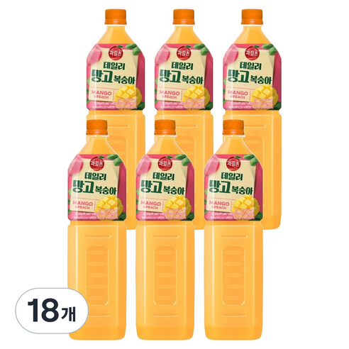 해태htb 과일촌 데일리 망고복숭아 주스, 18개, 1.5L