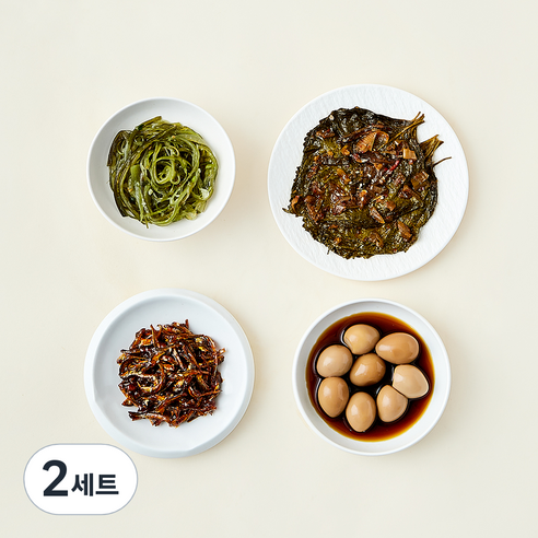 [로켓프레시] 압구정 예향 집밥 밑반찬 깻잎찜 50g + 메추리알장조림 80g + 고추장멸치볶음 40g + 미역줄기볶음 40g 세트 A, 210g, 2세트