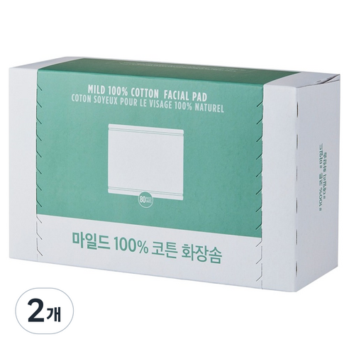 더페이스샵 데일리 뷰티툴즈 마일드 100% 코튼 화장솜, 80매입, 2개