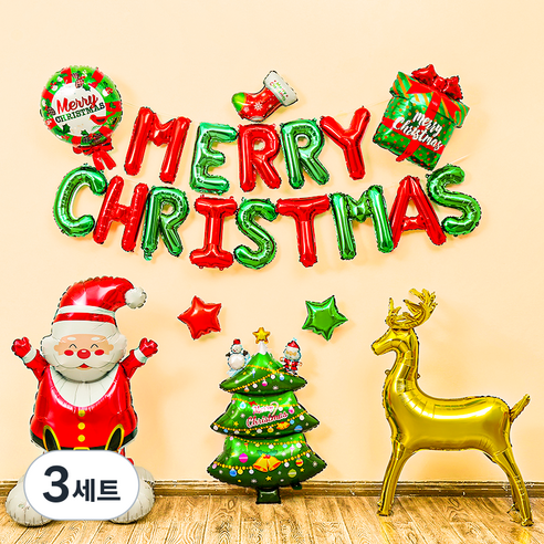 피앤비유니티 크리스마스 초대형 스탠딩 풍선모음 세트, A05 만세산타 + 골드루돌프, 3세트