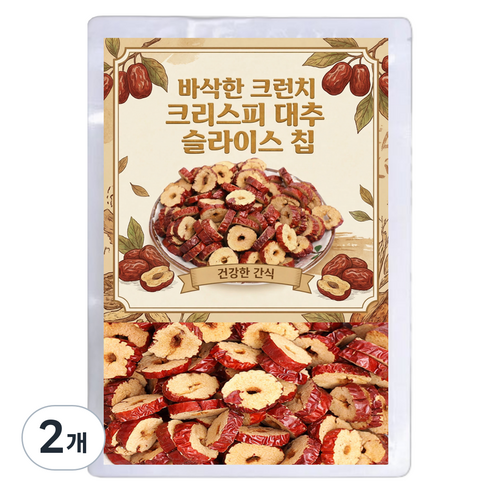 바삭한 크런치 크리스피 대추 슬라이스 칩, 300g, 2개
