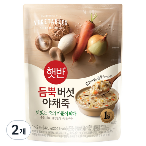 햇반 듬뿍 버섯야채죽, 420g, 2개