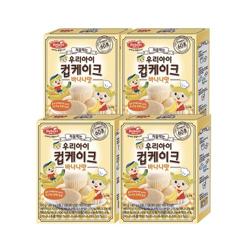 베베스트 처음먹는 우리아이 컵케이크, 바나나맛, 80g, 4개