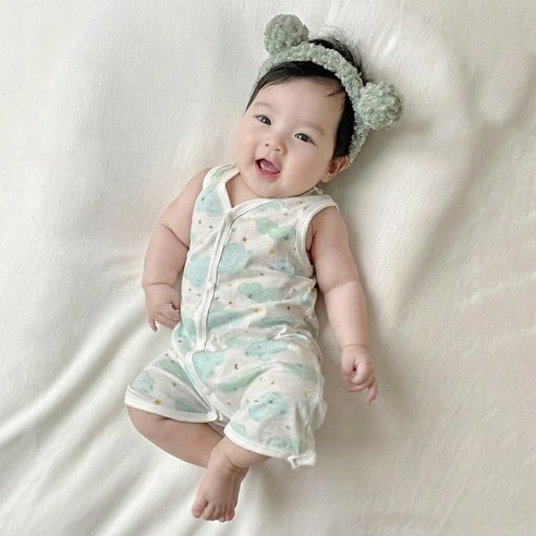 베베니즈 신생아용 소프트메쉬 순면 민소매 우주복