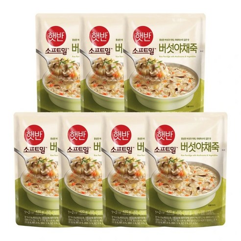 cj 햇반 소프티 밀버섯 야채 죽 420g x7, 420g, 7개