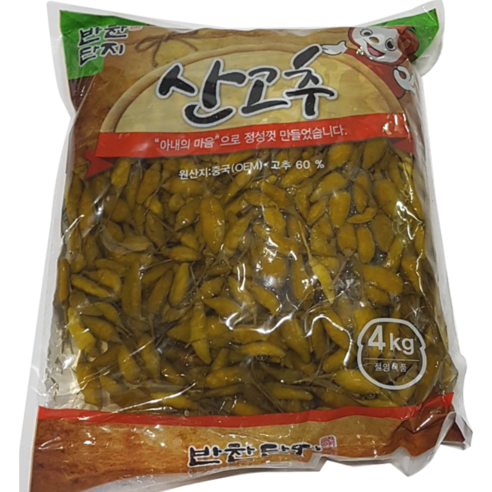 도매 업소용 반찬단지 산고추 4kg 4봉, 4kg, 4개