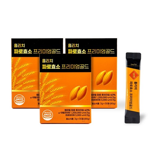 홀리치 파로효소 프리미엄 골드 발효 곡물 효소 이탈리아 엠머밀, 90개, 3g