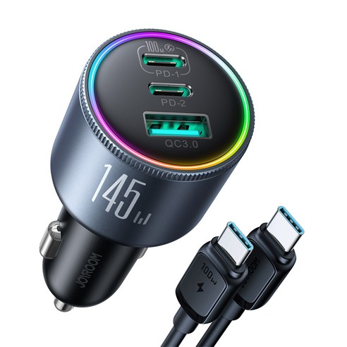 에어그립 조이룸 3포트 145W 100W 차량용 초고속 충전기 QC4.0 PD PPS 케이블 세트, 1, 1